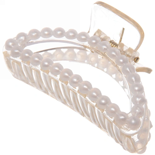 Заколка-краб для волос на блистере "Diana Collection - Olympia", цвет белый, 6см 