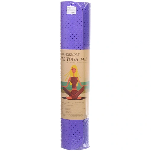 Коврик для йоги 6 мм 183х61 см Sports time перфорированный (ТРЕ), сиреневыйфиолетовый_11