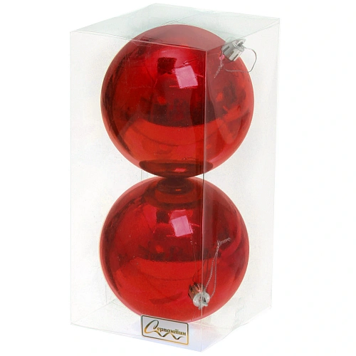 Новогодние шары 10 см (набор 2 шт) Глянец, красный_9