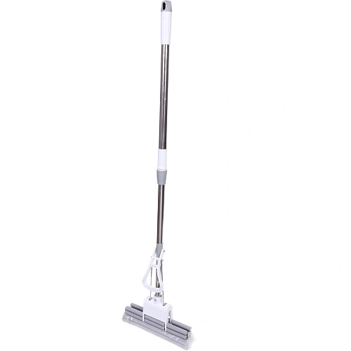 Швабра  с губкой ПВА металлическая ручка 90-110 см(отжим двойной ролик, насадка 27см)_3