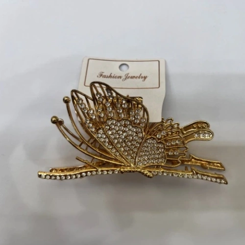 Заколка-краб для волос "PORTOFINO", бабочка, цвет золото и хром, 10*5см