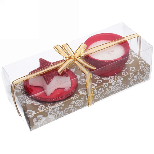 Свечи новогодние "Новогодний праздник" 22x8.3x7 см, красный