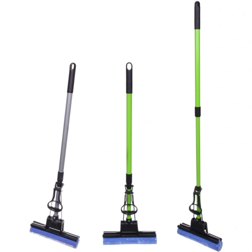 Швабра Селфи с губкой ПВА металлическая ручка 110 см(отжим один ролик) 8019