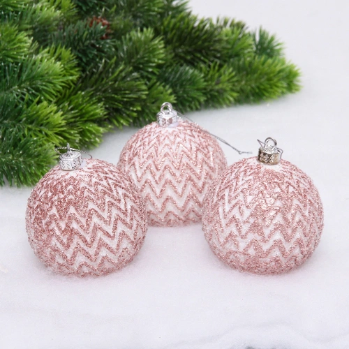 Новогодние шары VERSAILLES "Антарес" 8 см (набор 3 шт), Розовый