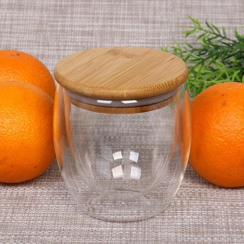 Стакан стеклянный с двойными стенками 250мл Хай-Тек с бамбуковой крышкой_4
