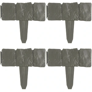 Садовое ограждение "Камни" (набор 4 шт) ( 1 секция 25,3*22 см), Графит