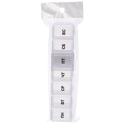 Таблетница - органайзер 7 ячеек Неделька, цвет голубой, розовый и прозрачный, 153,52,5см (пакет с подвесом)_15