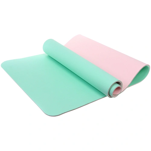 Коврик для йоги 8 мм 183х68 см Энергия 2х сторонний TPE, салатовыйрозовый_3