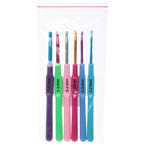 Крючки вязальные металлические в наборе 6шт Favorite Hous, цвет как на фото, от 25мм до 5мм (в пакете)_4