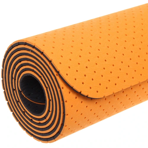 Коврик для йоги 6 мм 183х61 см Sports time перфорированный (ТРЕ), оранжевыйсерый_9