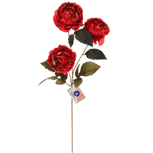 Искусственные цветы "FLOWERS GLAMOUR" 63см Пионы 3 цветка красные
