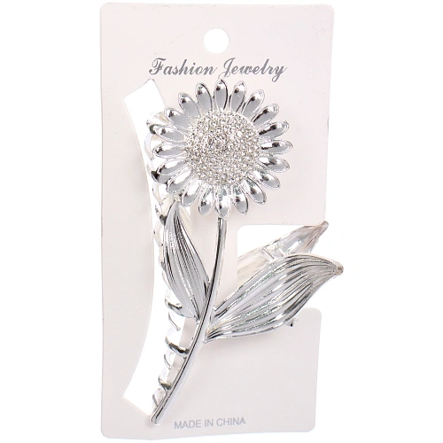 Заколка - краб для волос на блистере ДЕ Палма, подсолнух, цвет золото и серебро, 11555см _6