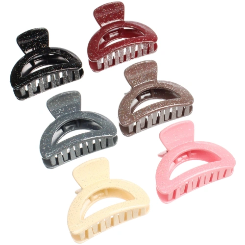 Заколка - краб для волос "AKS - MANTANA", микс 6 цветов, трапеция, 6*3см 