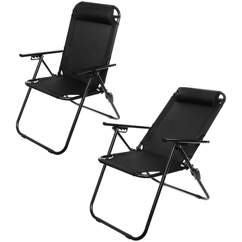 Кресло складное с подлокотниками TFS1608, 54*68*95 см, 4 положения, чёрный