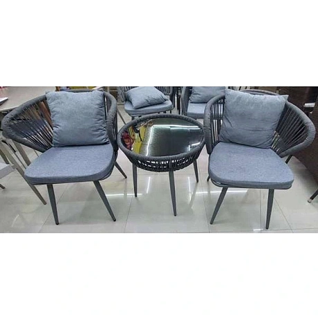 Набор садовой мебели складной "Дачная симфония" DS-GR303: стол 61*58 см, 2 стула 56*56*83 см, серый