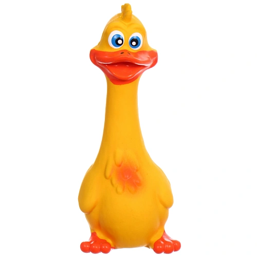 Игрушка резиновая для собак с пищалкой МОЙ БРО, глазастая утка, цвет желтый, 176,5см (лейбл)_4
