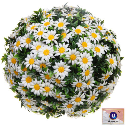 Искусственное растение шар "Самшит" цветы белые D-30см Ultramarine
