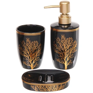 Набор для ванной из 3-х предметов керамический "Дерево" черный