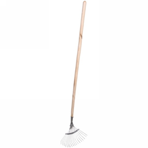 Грабли веерные проволочные оцинкованные 18 зубьев 330*330мм с черенком 1 сорт