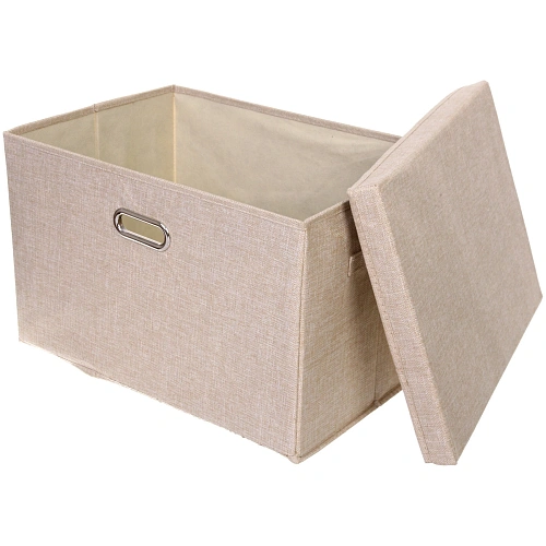 Коробка для хранения вещей складная с крышкой ДЭСТРА, цвет светло-бежевый, 503531см_3