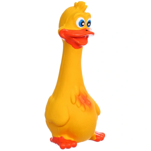 Игрушка резиновая для собак с пищалкой "МОЙ БРО", глазастая утка, цвет желтый, 17*6,5см (лейбл)