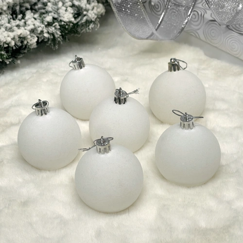 Набор шаров VELOUR "Нежный бархат" 6 см (набор 6 шт), Белый