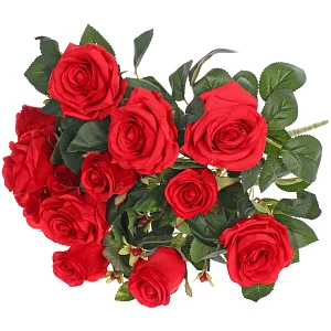 Искусственные цветы "Розовая фантазия" 48см 13 цветков красные