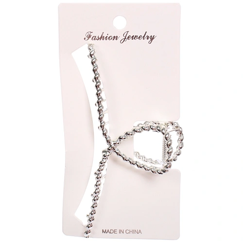 Заколка - краб для волос на блистере PREMIUM, де палма, цвет серебро и золото, 11,5см_6