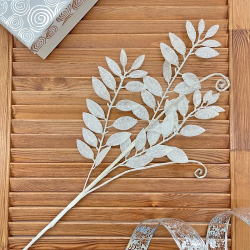 Ветка декоративная "Изящный вензель" 82 см, Белый