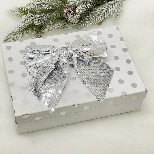 Бант на ёлку Сияние 2022 см, Серебро_4