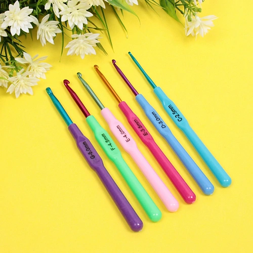 Крючки вязальные металлические в наборе 6шт Favorite Hous, цвет как на фото, от 25мм до 5мм (в пакете)_3