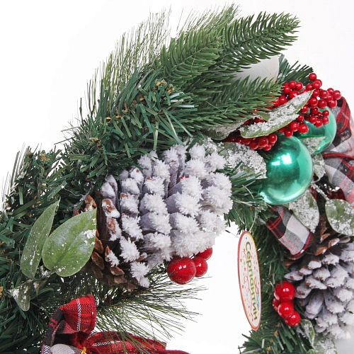 Венок хвойный новогодний Рождественский день 50 см, резина, леска, ПВХ (SSQ1914A-50)_5