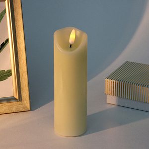 Сувенир с подсветкой "Свеча восковая - Искра" 5,3*17,5 см - облита воском (работает от батареек 2 АА)