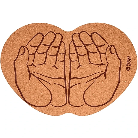 Коврик пробковый для бани и сауны   43*30см "Ладони" 