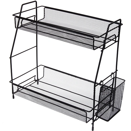 Этажерка настольная хозяйственная универсальная с боковым карманом "ФАНАДЕРО", цвет черный, 45,5*21*39,5см 