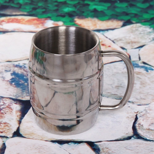 Кружка металлическая 300мл с двойными стенками Бочонок_3