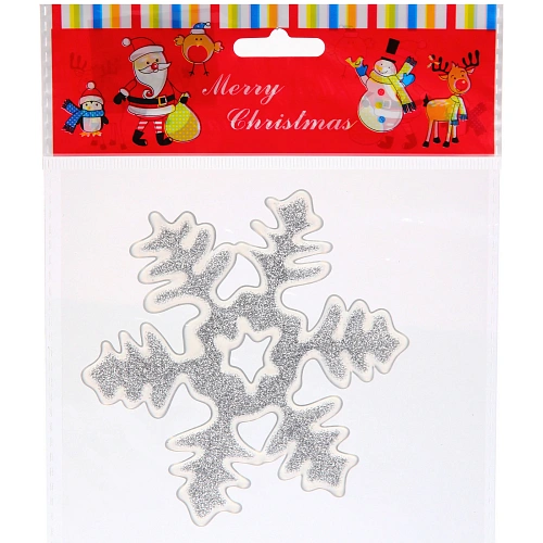 Наклейка  "Праздничная снежинка" 15*20, серебро