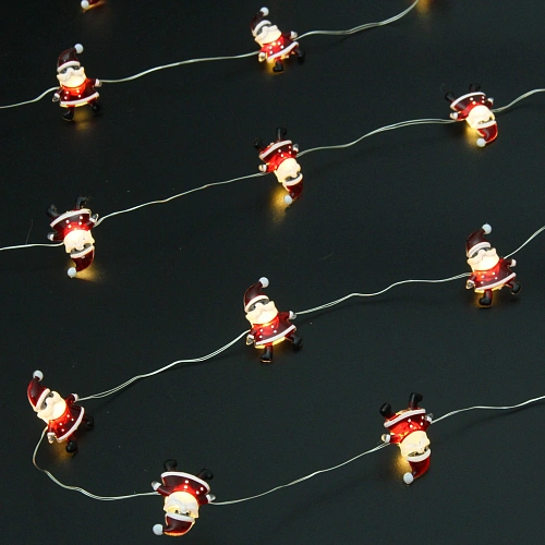 Гирлянда для дома Дед Мороз (3,32,5см) на батарейках 2,0 м 20 ламп LED, 1 реж, IP-20, Теплый белый (батарейки CR2032)_3