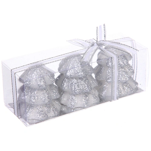 Свечи новогодние Ёлочка 134,54,5 см (набор 3 шт), Серебро_2