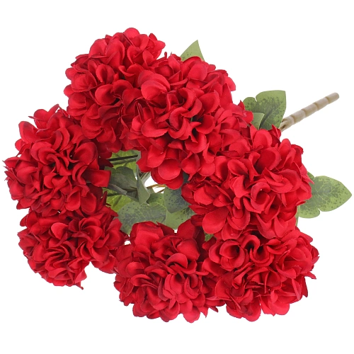 Искусственные цветы "Букет гортензий" 41см 7 цветков красные