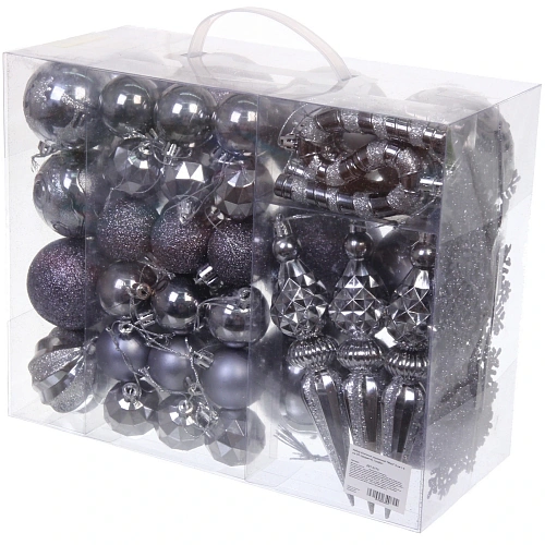 Набор ёлочных украшений Wish 6 см + 4 см (53 предмета), Графит_4