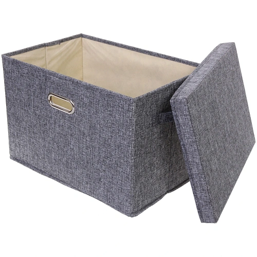 Коробка для хранения вещей складная с крышкой ДЭСТРА, цвет серый, 442930см_4