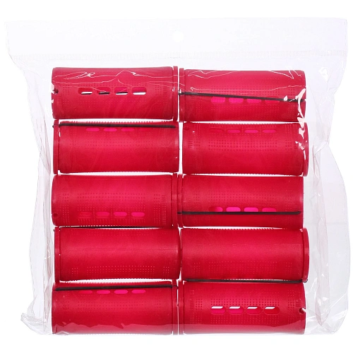 Бигуди-коклюшки 10шт с фиксирующими резинками VOLNA, цвет фиолетовый, d-3,5см (пакет с подвесом)_5