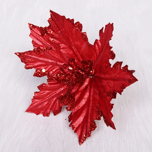 Украшение новогоднее "Пуансеттия-Чародейка" 15 см, Красный