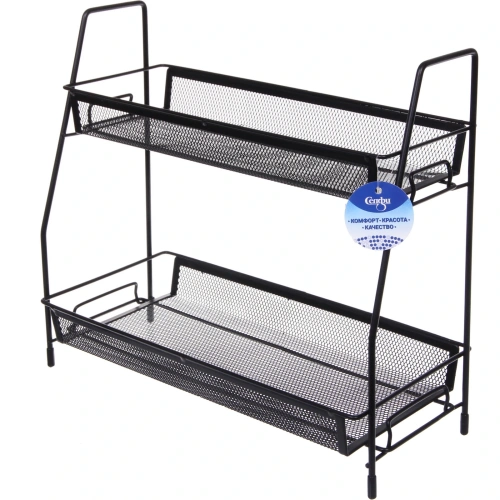 Этажерка настольная хозяйственная универсальная  "ФАНАДЕРО", цвет черный, 36*17*33см (лейбл Селфи)✦