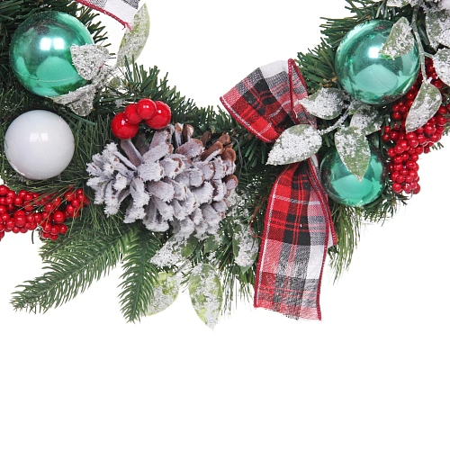 Венок хвойный новогодний Рождественский день 50 см, резина, леска, ПВХ (SSQ1914A-50)_6