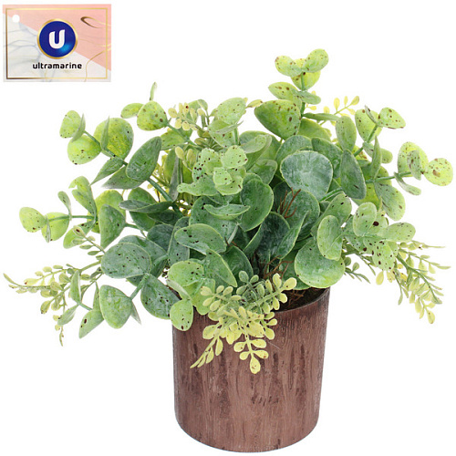 Цветок искусственный в горшке "Эвкалипт" 16см яркая трава