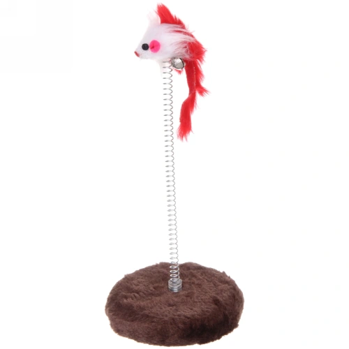 Игрушка для кошек на пружине "Поймай меня" 10*10*20см с бубенцом, коричневый