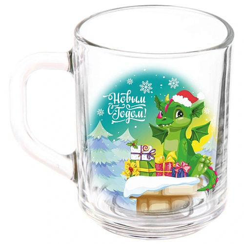 Кружка стеклянная 200мл "Хитрый Дракоша Чипа"