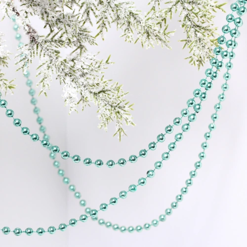 Бусы на елку 2,7м "Шарик" d-6мм, голубой (pvc коробка)